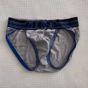 2xist Men's Black and Blue Trim Briefs